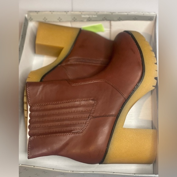 Sun and Stone Lennip Women’s Brown Leather Ankle Boots with Chunky Heel size 11 - Picture 4 of 6